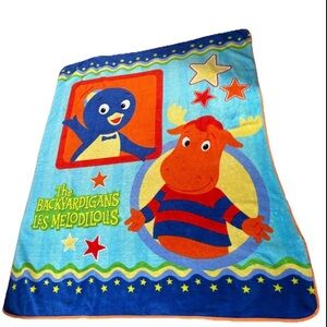 Backyardigans Plush Blanket Tyrone Pablo Uniqua Red Soft Crib Throw 60”X 49”.